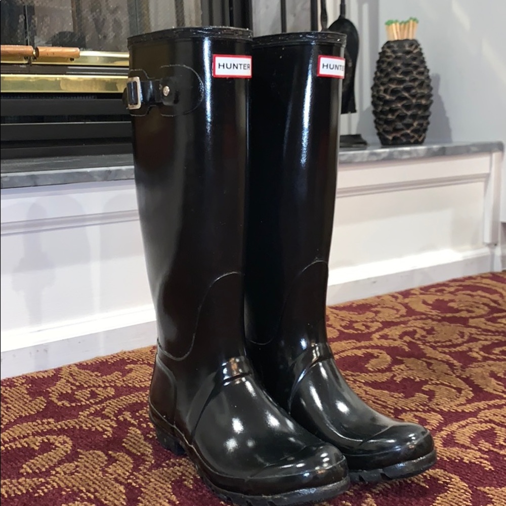 Hunter Original Tall Gloss Rain Boot: Black